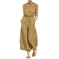 thumbnail image 2 of ZHUGeLI Women's Sleeveless Loose Overalls Rompers Cotton Linen Wide Leg Jumpsuits Up to 50% off Clearance, 2 of 7