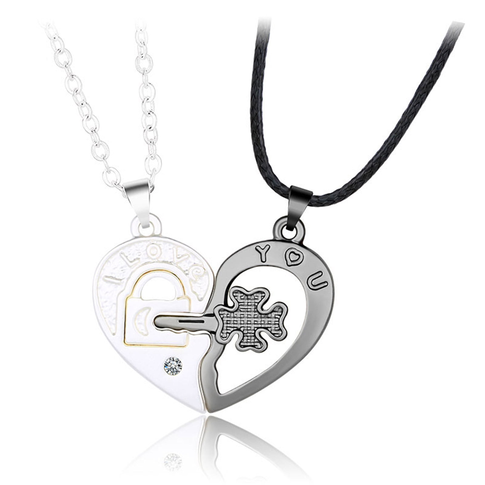 2X Personalized Key Heart Puzzle Necklace Set Interlocking  Heart Key Pendant Necklace for Women Couples Jewelry Present Heart Lock and Key  Necklace for Couples : Clothing, Shoes & Jewelry