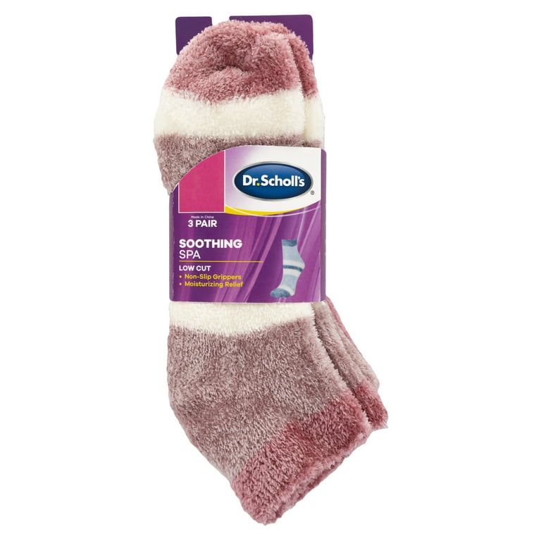 Dr.Scholl's Women's Lavender Infused Low Cut Gripper Spa Socks, 3 Pack 