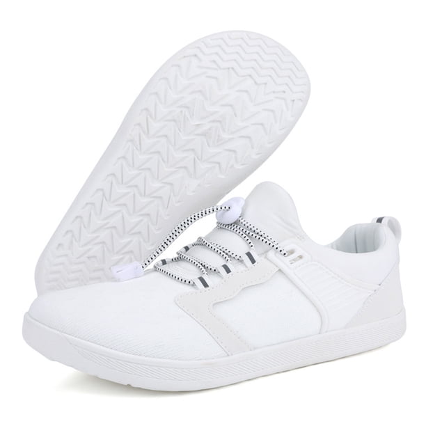 Zapatos para caminar con puntera ancha, zapatillas de deporte descalzas con caída cero para mujeres y hombres (42) blanco