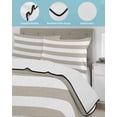 thumbnail image 4 of Quilts Full Size Bedding Set, Beige Stripes Lightweight Quilted Comforter, Simple Beige White Texture Soft Reversible Bedspread Coverlet with Pillow Covers for All Season, 78" x 90", 4 of 7