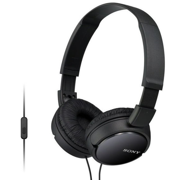 Sony MDR-ZX110AP Extra Bass Wired Headphones with Mic, Smartphone Headset for iPhone & Android with In-Line Remote & Microphone, Neodymium Magnets & 30mm Drivers, Black (Refurbished)