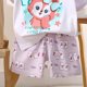 thumbnail image 4 of Camisetas de Verano de Manga Corta para Niños con Estampado Pequeño Blusas de Cuello Redondo Set de Dos Piezas Tela Suave Y Transpirable para Sesiones Fotográficas Diarias Informales, 4 of 5