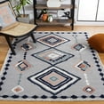 thumbnail image 2 of SAFAVIEH Marrakesh Naomi Southwestern Polyester Area Rug, Grey/Blue Rust, 5'3" x 7'6", 2 of 8