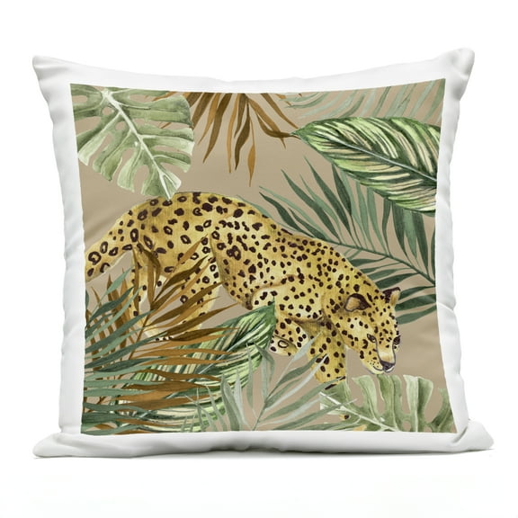 Stupell Industries Palm Leaves Surrounding Leopard Design by Janet Tava Outdoor Printed Pillow