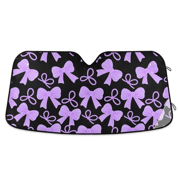 ALAZA Purple Bows Pattern Car Windshield Sun Shade Foldable UV Ray Sunshade Visor Protector 55 x 27.6in