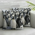 thumbnail image 3 of COMIO Decorative Throw Pillow Cover Christmas Winter Holiday Wintertime Gray Cute Penguins Pillow Case Square Cushion Cover Super Soft Brushed Fabric Pillowcase for Home Couch Sofa Bed, 3 of 5