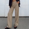 thumbnail image 1 of Pantalones Pantalones con botones para mujer, cómodos pantalones básicos con bolsillo, informales, para salón, pantalones de traje Cgtredaw Caqui M para Mujer, 1 of 1