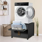 YODOLLA Washer Dryer Pedestal with Storage, 29″L x 29″W x 23″ H Heavy Duty Laundry Stand Cabinet in Black