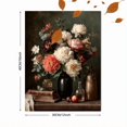 thumbnail image 3 of Moody Peony Still Life Canvas Antique Floral Dark Academia Living Room Wall Art, 3 of 8