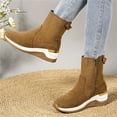 thumbnail image 5 of Dakaela Women's Wedge Ankle Boots Suede Side Zipper Casual High Top Sneakers Arch Support Slip on Work Booties, 5 of 9
