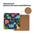 thumbnail image 4 of Multi-Shape Mdf Cork Coaster 4 Pieces Of Anti-Slip, Anti-Wear And Anti-Fouling 3.9in Easy To Clean And Stable Structure Cute Dinosaurs And Green-Banded Leaves Square, 4 of 7