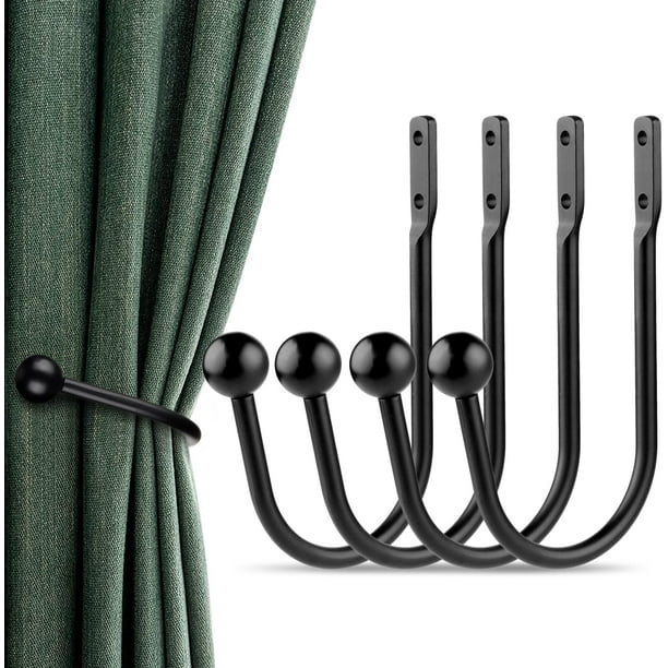 Curtain Holdbacks, 4 pcs Wall Mounted Drapery Tiebacks with Screws