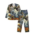 thumbnail image 1 of Fotbe Sunflower Field Spotted Dog Pijama de Hombre con Estampado de Manga Larga, Conjunto de 2 Piezas, Ropa de Dormir Suave y Cómoda con Bolsillos-Large, 1 of 7