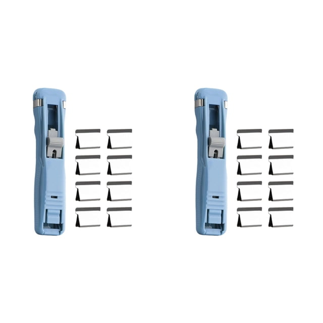 Lot de 2 Agrafeuse Portable pour Reliure à Anneaux - Comprend 16 Agrafes Réutilisables, Distributeur de Pinces à Papier à Main, Mini Agrafeuse Poussoir, Clipper à Papier Rapide Réutilisable pour Bureau Maison