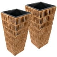 thumbnail image 3 of Sunnydaze Hyacinth 11" x 11" x 24" Square Barley Poly-Wicker Planter with Liner, 3 of 8