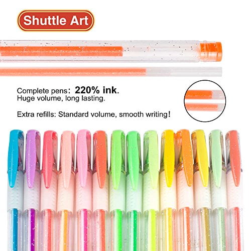 160 Pack Glitter Gel Pens Set, Shuttle Art 220% Ink Glitter Gel Pen 80  Colored Gel Pens Plus 80 Refills for Adult Coloring Books Craft Doodling 