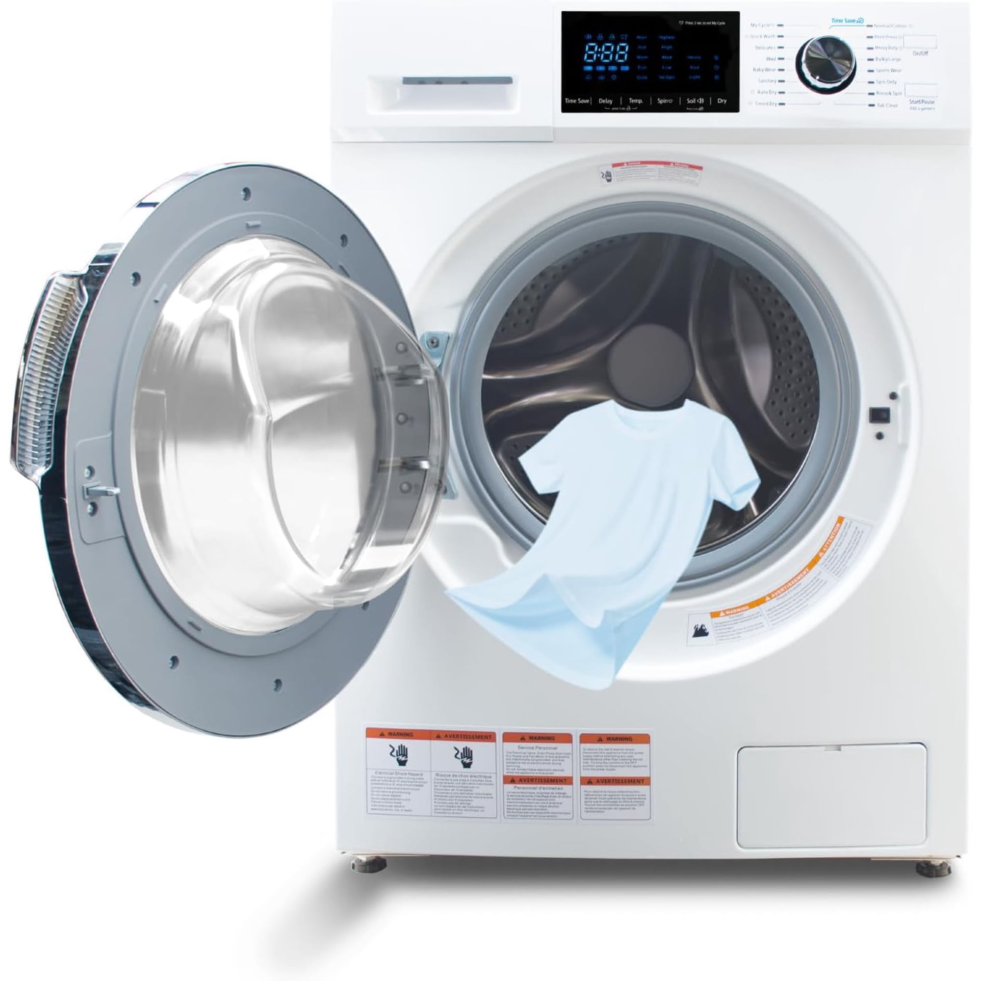 Techomey Washer and Dryer Combo 24" 2.7 Cu ft 26 lbs Ventless LED Display16 Cycles