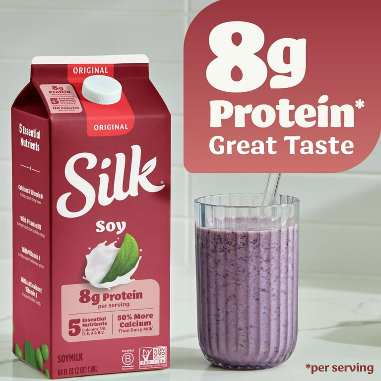 Silk Dairy Free, Gluten Free Organic Unsweet Soy Milk, Plant Based