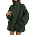 thumbnail image 2 of Green Womens Fall Tops Women's 2023 Winter Sweaters Oversized Turtleneck Long Sleeve Chunky Knitted Tunic Pullover Tops Sweaters for Women, 2 of 5