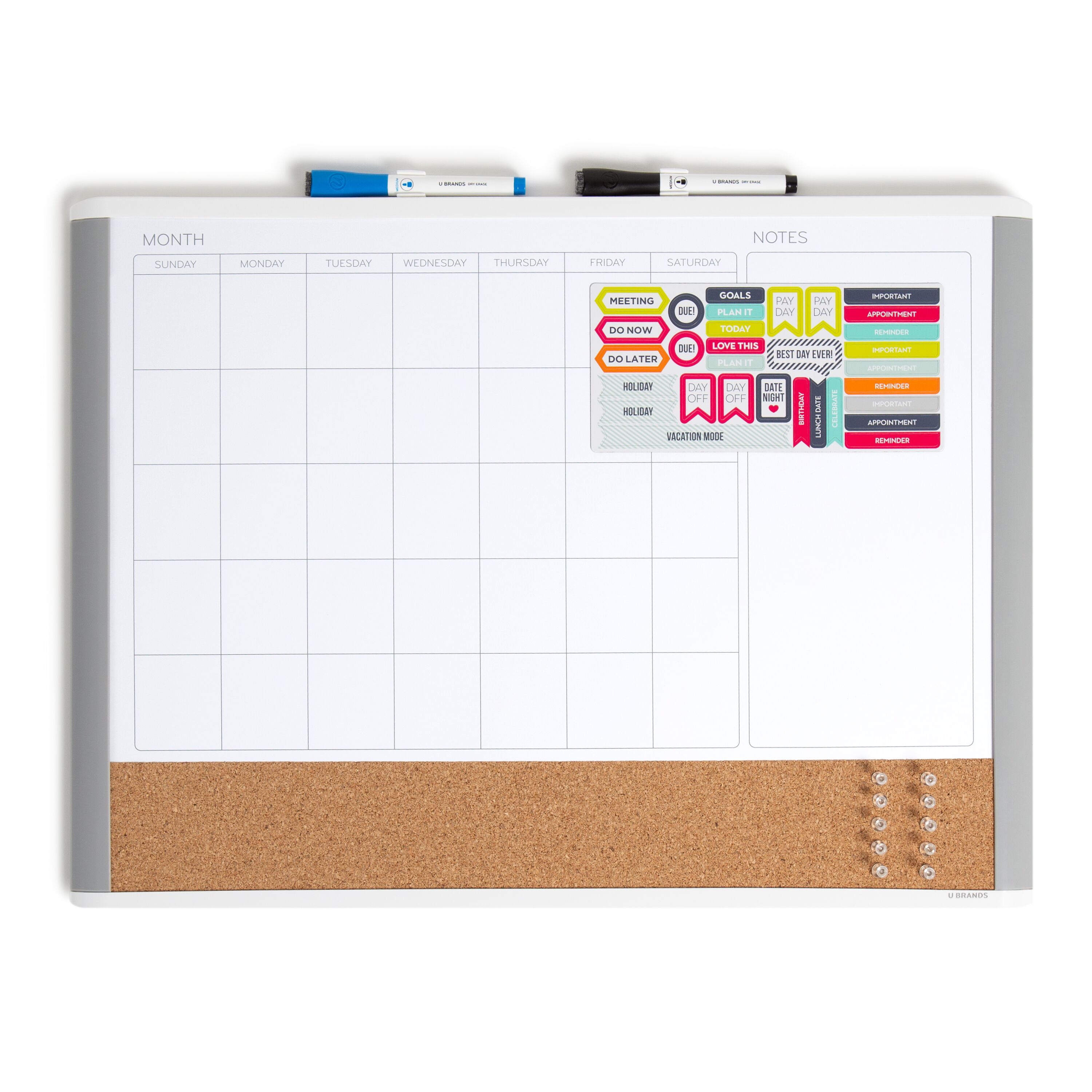 U Brands 3-in-1 Dry Erase Calendar Board, 17" x 23" photo 5