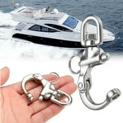 New 2 PCS Swivel Eye Snap Shackle Quick Release Bail Rigging Sailing Boat 316 Stainless Steel Marine Clips (Silver)