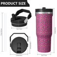 thumbnail image 4 of Leopard Print 30oz Handheld Travel Tumbler with Handle – Double Wall Stainless Steel Insulated Cup, Flip Straw Lid, Leak-Proof & BPA-Free for Hot and Cold Drinks – Durable Coffee & Juice Mug Black, 4 of 6
