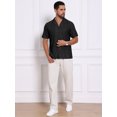 thumbnail image 2 of DARING DIVA Men's Camp Collar Button Down Short Sleeve Distressed Ripped Shirts M Black, 2 of 7
