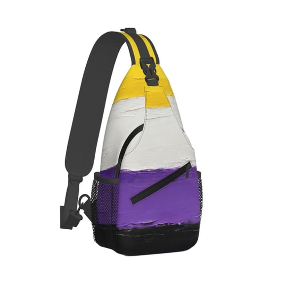 Women Men Non-Binary Pride Flag Crossbody Sling Bag Casual Chest Bakpack