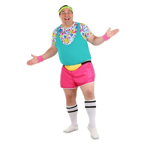 Men's Plus Size Work It Out 80's Costume
