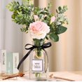 thumbnail image 2 of Juego de flores de simulación de jarrón, flores falsas, flores secas, arreglos florales de seda de plástico, jarrón de vidrio, mueble de TV para sala de estar, decoración de comedor, rosa de eucalipto (un ramo) + jarrón Sailing Electrónica, 2 of 5