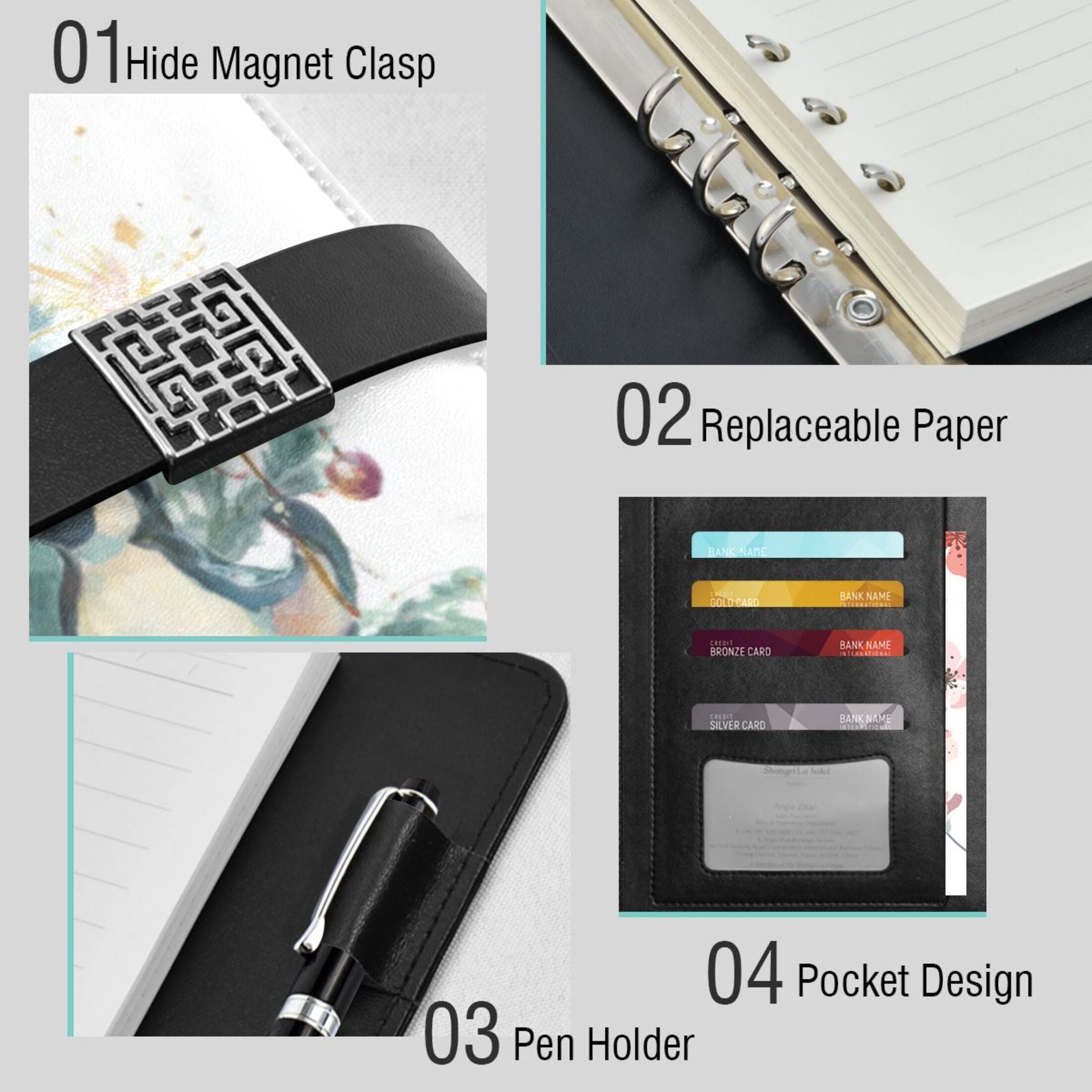 Leather Planner Leather Notebook Notebook Journal Binder Design Pen Pocket Design Convenient for Storage Beautiful Christmas Penguins