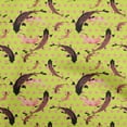thumbnail image 1 of oneOone Georgette Viscose Lime Green Fabric Asian Japanese Koi Fish Watercolor Sewing Fabric By The Yard Printed Diy Clothing Sewing Supplies 42 Inch Wide, 1 of 4