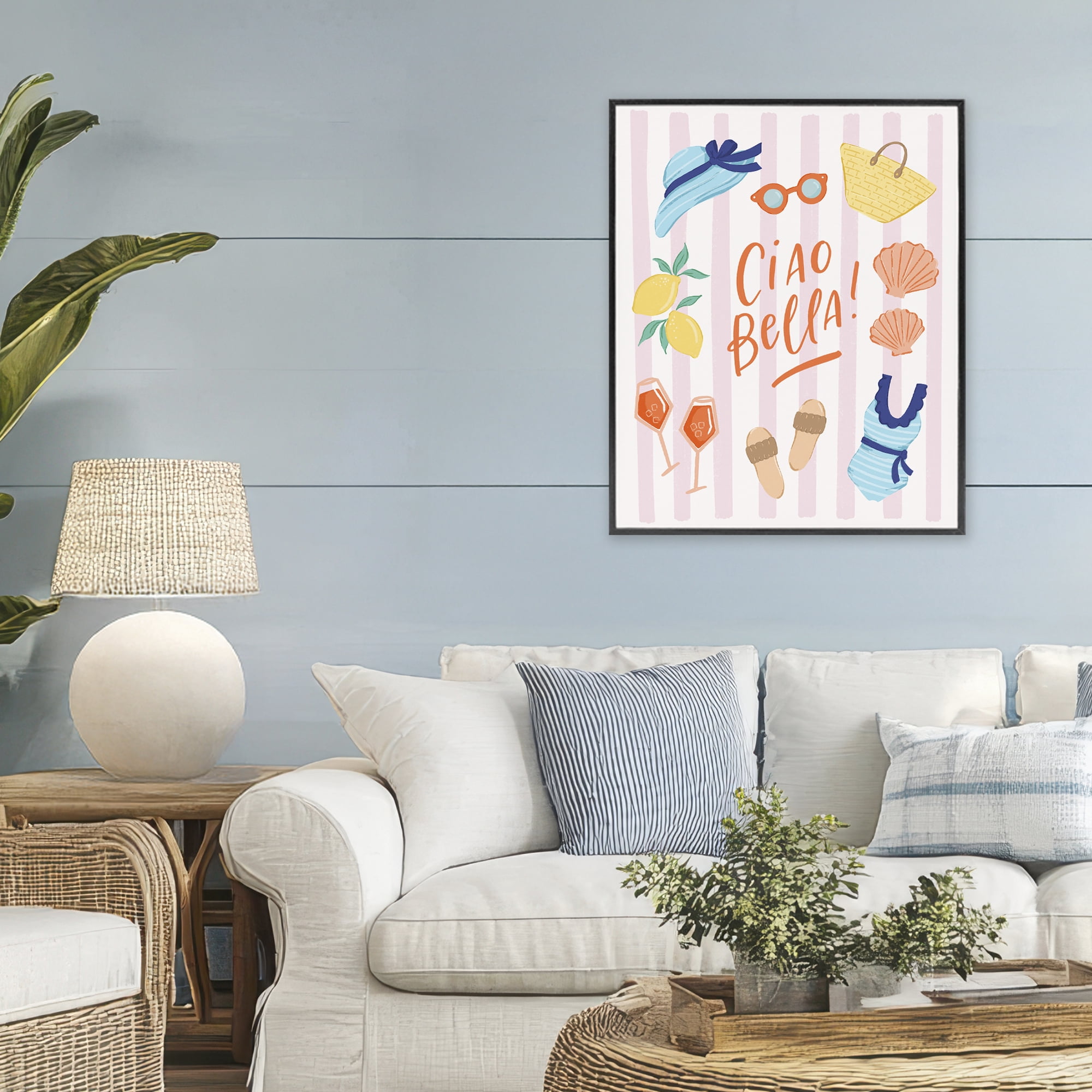 Stupell Industries Summer Ciao Bella Black Framed Giclee Art, design by Sandra Picco