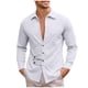 thumbnail image 2 of Ceisia Men's Relaxed Fit Stretch Long Sleeve Turndown Collar Shirt with Asymmetric Placket White XL Gifts, 2 of 8