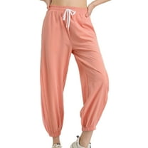 SWSMCLT Women's Yoga Pants Jogger Sweatpants Drawstring Stretch Joggers Gym Long Comfy High Waisted Loose Peony Pink Medium