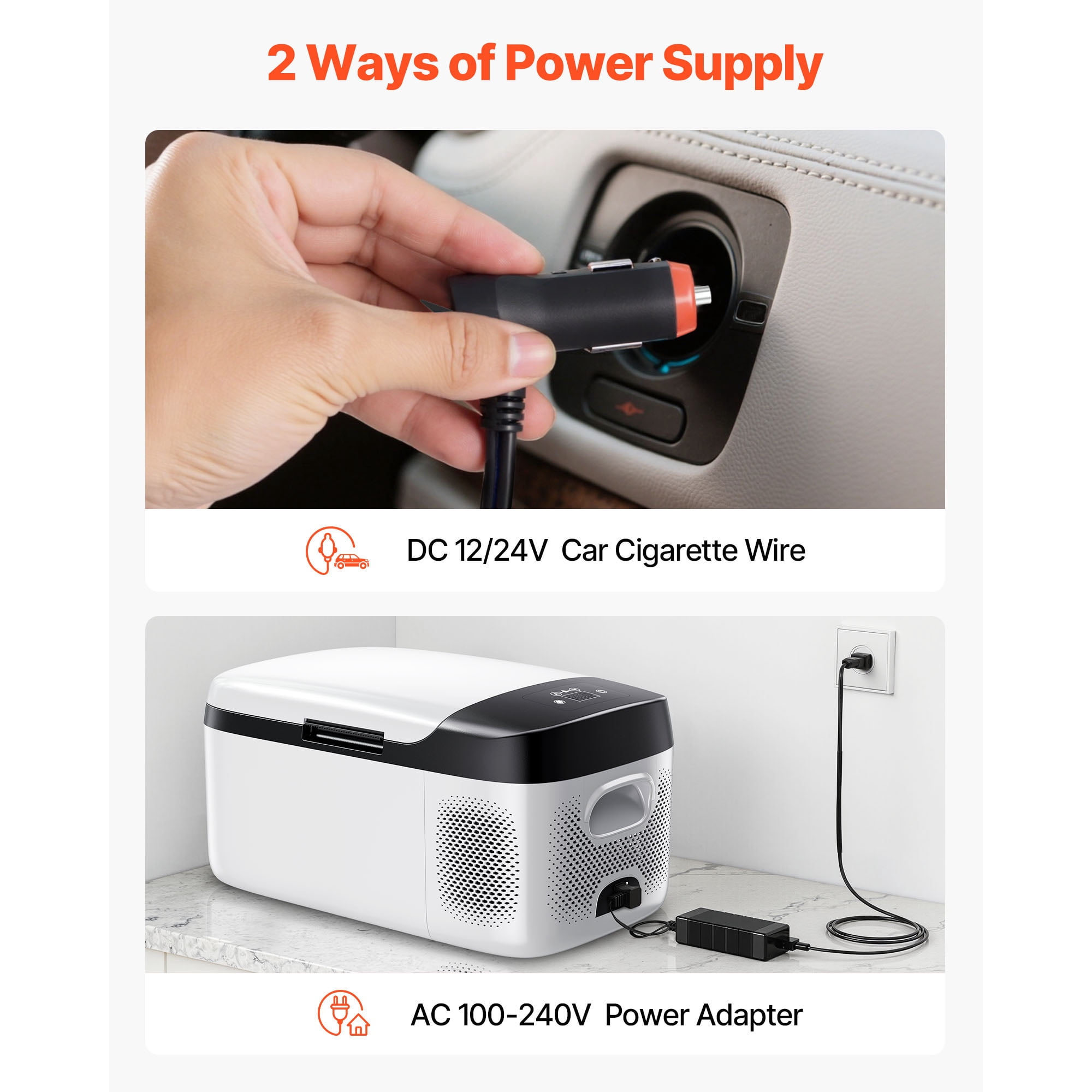 KFFKFF Portable Car Refrigerator, DC 12/24V AC100-240V Compressor Cooler, -4°F to 68°F Fridge with APP Control, 16 QT Freezer for RVs, Campsites, Boats, Camping, Fishing, 60W Electric Cooler