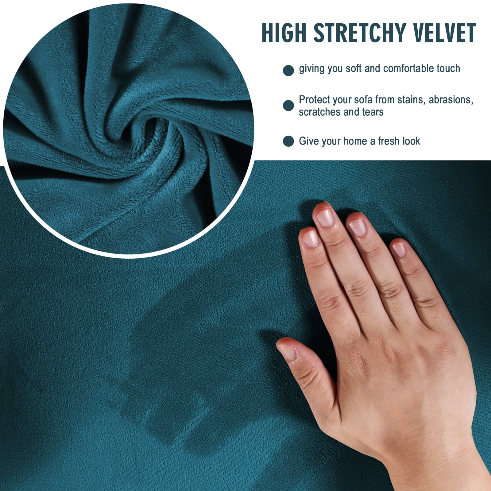 SHANNA Sofa Covers Stretch Velvet Couch Covers with Seperate Seat Cushion Covers, Armchair /Loveseat / Sofa Slipcovers (Dark Green, Armchair Cover)