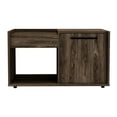thumbnail image 3 of Stylish and Spacious - Dark walnut coffee table with open shelf and single - door cabinet for living room organization, 3 of 3