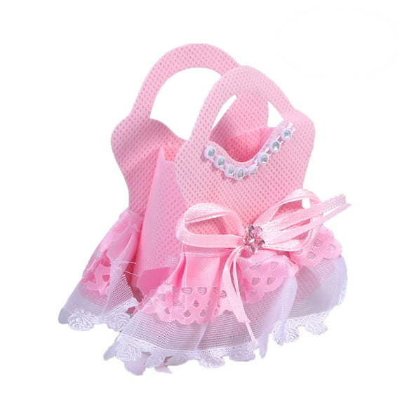 Sacs Cadeaux Roses en Tissus Non Tissés pour Fête de Mariage 12 Pcs 3.7X2.8X0.6In