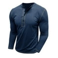 thumbnail image 2 of Annhoo Cotton Tshirts for Men Workout Long Sleeve Button Crew Neck Slim Tops Trendy Stylish Athletic Fall Pullover, 2 of 5