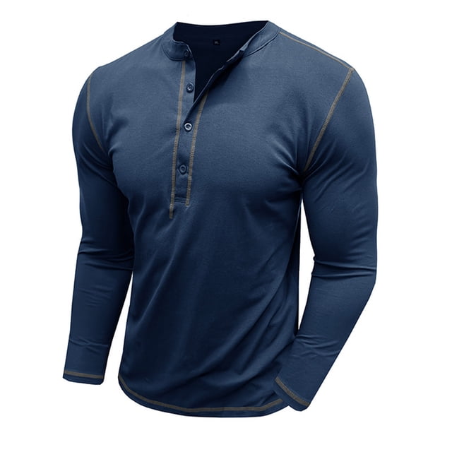 RXIRUCGD Blouse à Manches Longues Col Rond pour Hommes, Bleu Saphir, Taille : S