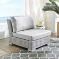 thumbnail image 2 of Modway Conway Modern Rattan & Fabric Outdoor Armless Chair in Light Gray, 2 of 9