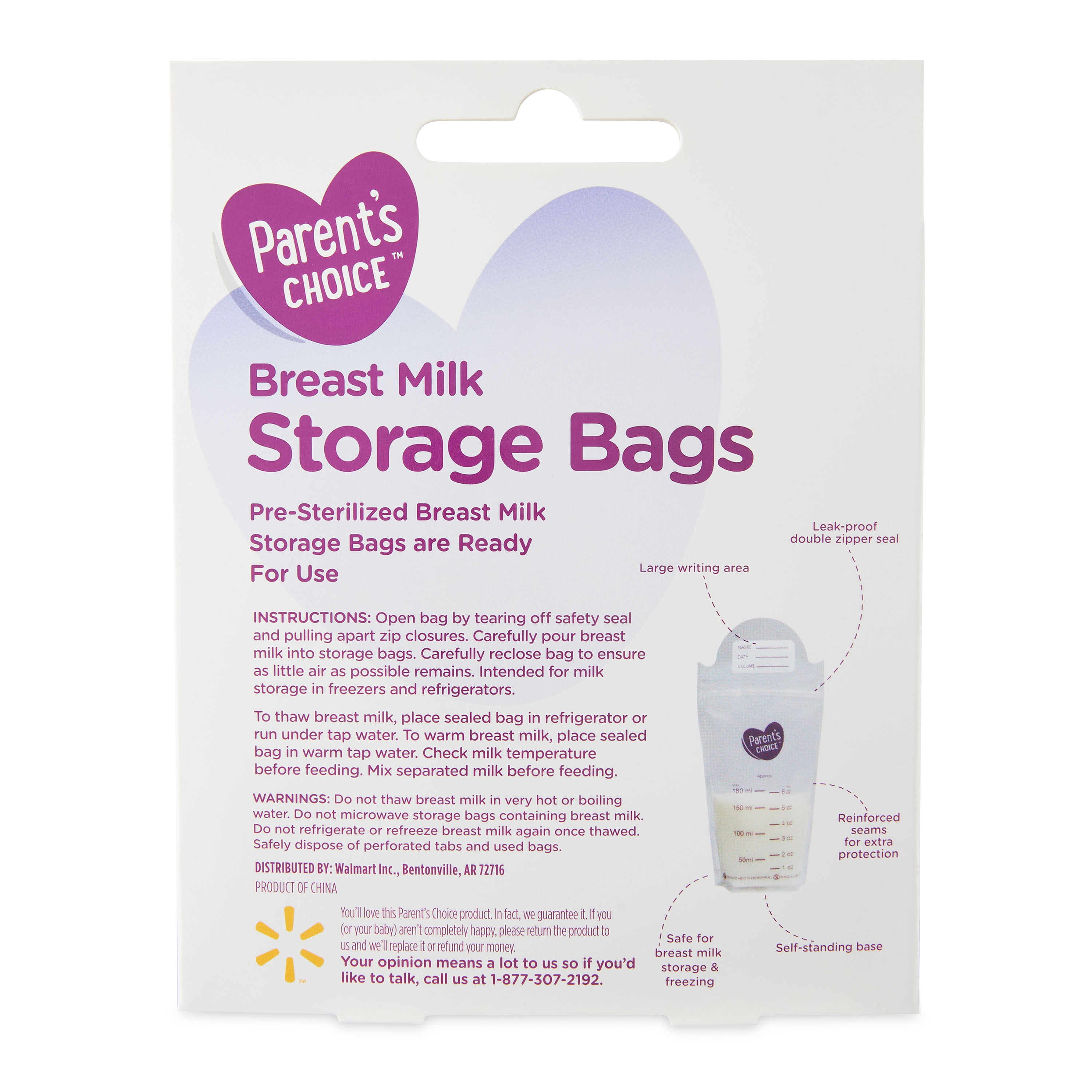 Parent's Choice Milk Storage Containers, 0+ Months, 5 fl oz, 4 Pack, Clear