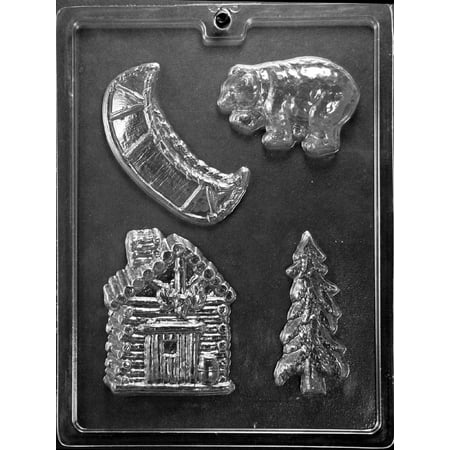 Grandmama's Goodies S114 Camping Kit Canoe Bear Cabin Tree Chocolate Candy Soap Mold with Exclusive Molding