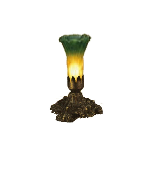 8"H Amber/Green Pond Lily Accent Lamp