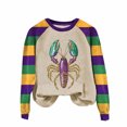 thumbnail image 2 of Xuyuer Mardi Gras Shirts for Women Carnival Fat Tuesday Shirt New Orleans Party Mardi Gras Outfit Gifts Tee Top Fashion Mardi Gras Outfits Long Sleeve Shirts Pullover Tops Daily Crewneck Blouse, 2 of 5