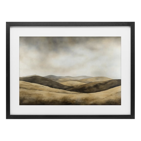 Stupell Industries Brown Landscape Hills Black Framed Print Under Glass design by LSR Creative Studio, 14 x 20
