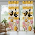 thumbnail image 3 of 1 Panel Outdoor Curtains for Patio Waterproof 54"x108" Spring Bees Daisy Weatherproof Privacy Outsides Curtains, Rustic Tulips Dots Yellow Striped Burlap Grommet Thermal Drapes for Cabana Porch, 3 of 8
