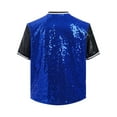 thumbnail image 2 of Zaldita Boys Girls Shiny Sequins Button Down Shirts Disco Party Hip Hop Jazz Dance Performance Costume Blue 8, 2 of 7